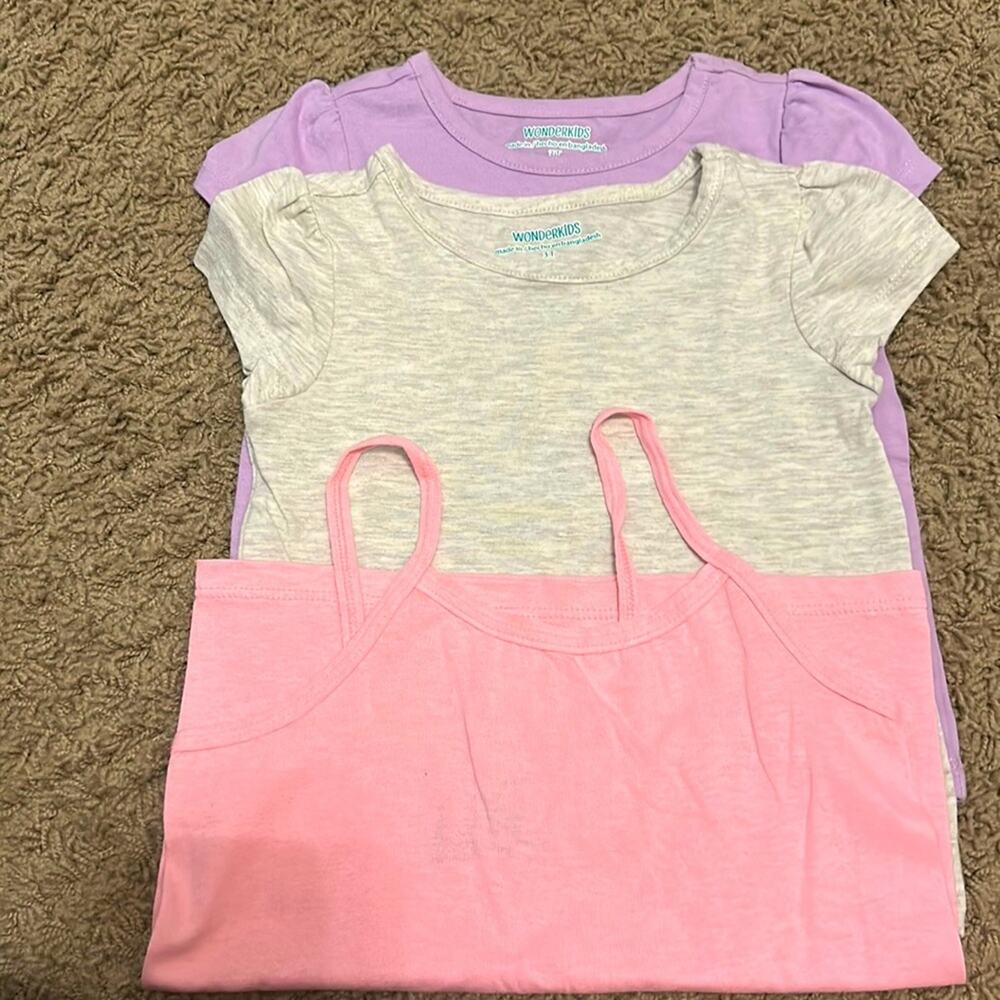 Girls tee set of 3: 2 Wonderkids and 1 Hanes Cami